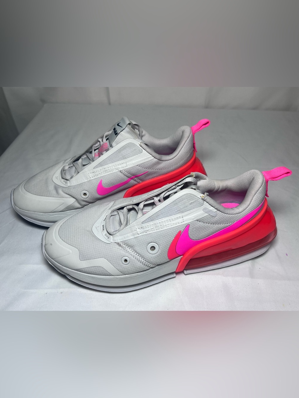 Nike Air Max Up Women’s Athletic Sneakers in Light Gray with Hot Pink Accents